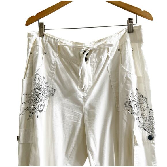 I.N.C. International Concepts Scrunch Pants Size 14 Embellished Butterfly White - Picture 3 of 12